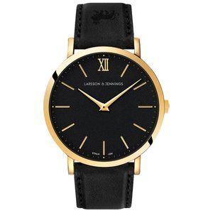 Larsson & Jennings Men's LUGANO BROWN LEATHER 40MM GOLD BLACK